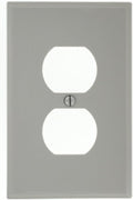 Leviton 1-Gang, 1-Duplex, Midway Nylon Wallplate, Midway Size, 1 Pack, PJ8-GY, Gray