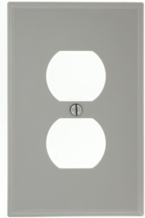 Leviton 1-Gang, 1-Duplex, Midway Nylon Wallplate, Midway Size, 1 Pack, PJ8-GY, Gray