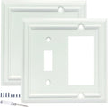 Wall Plates, Decorator/Toggle Switch Plate Combination, Outlet Covers,Bamboo Fiber Material Wall Plate, Standard Size Wall Plates of various styles, White (2 Gang Toggle/Decorator 2 Pack)