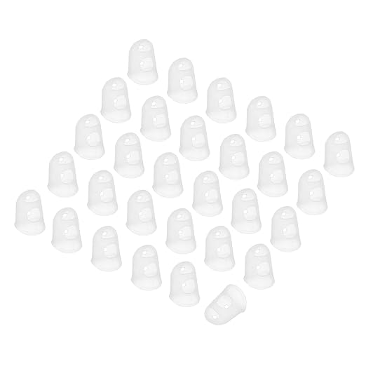 PATIKIL Finger Tip Covers Cots, Light White Silicone Finger Protectors Gloves Breathable Reusable Fingertip Caps with Air Holes for Dry Skin Finger Cracking, S, 30 Pcs