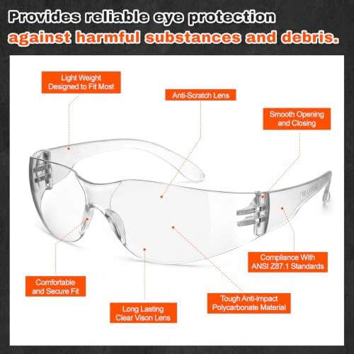 Tellegloww 12 Sets PPE Safety Kit, Cut Resistant Gloves, Safety Glasses