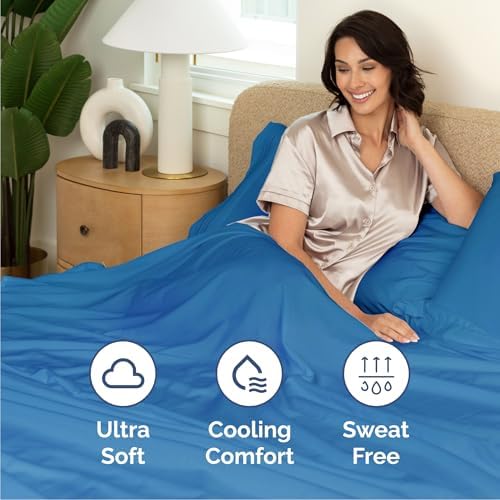 Queen Size 4 Piece Sheet Set - Breathable & Cooling Sheets - Royal Blue