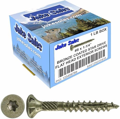 8 x 1-1/4" Bronze Coated Multipurpose Wood Screw - Torx/Star Drive Flat Head Exterior Coated - ACQ Compatible CASE Qty 42 Boxes 9,702 Screws
