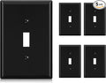 ELEGRP Large Size Toggle Switch Wall Plate, 1-Gang Light Switch Covers, Unbreakable Polycarbonate Replacement Faceplates Covers, UL Listed, Color-matched Screws Included (5 Pack, Glossy Black)