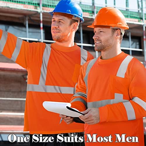Amylove 4 Pcs Long Sleeve High Visibility Safety Shirts,XL,Orange