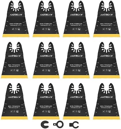 AMZBSAW 12PCS 68MM Titanium Oscillating Blades for Metal, Wood & Plastic