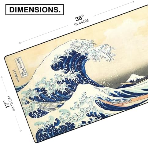 MPCO. Great Wave Large Gaming Desk Pad, 36" x 17" Duraglyde Fabric Desk Mat