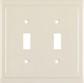 Henne Bery Modern Edge Decorative Wall Plate Switch Plate Outlet Cover, Durable Solid Zinc Alloy (Double Toggle, Light Almond)