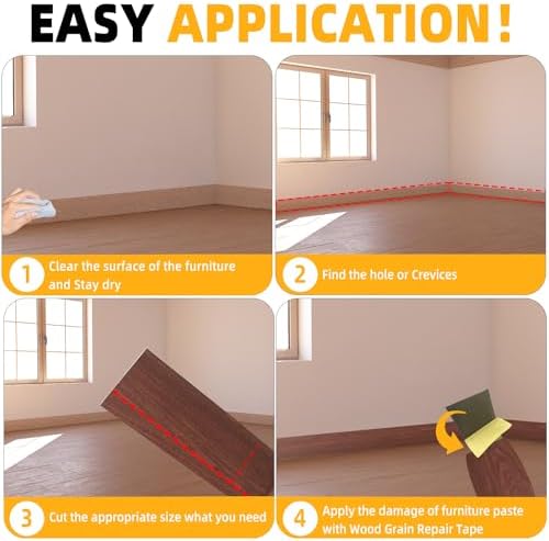 GSCIT Club Wood Tape, 2.4 inch X 15ft Self Adhesive Cherry Wood Grain Repair Tape Cherry Repair Patch for Tables, Chairs, Baseboards, Doors, Windows