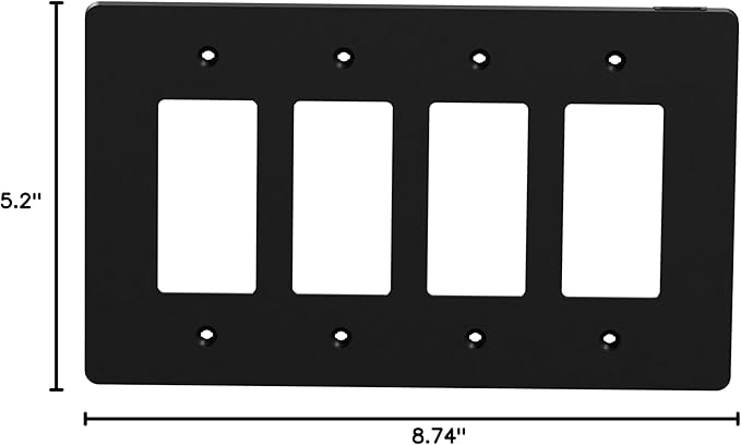 Square D by Schneider Electric X Series Wall Plate for Outlet and Light Switch, Mid Size Plus 4 Gang, Matte Black