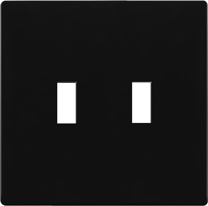 ENERLITES Screwless Double Toggle Switch Wall Plate, Child Safe Dual Light Switch Cover, Standard Size 2-Gang 4.68" x 4.73", Unbreakable Polycarbonate Thermoplastic, UL Listed, SI8812-BK, Glossy Black