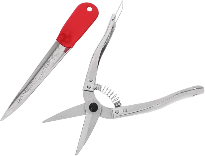 NUOBESTY Chair Weaving Tools 2-Piece Set with Tool and Scissors for Basket Weaving and Rattan Furniture Repair 7.48 Inch Crafting Supplies