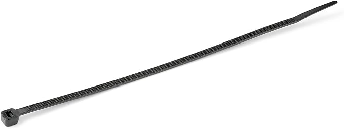 StarTech 10"(25cm) Cable Ties, 94V-2/UL Listed, Black, TAA (CBMZT10B) | 1/8"(4mm) wide, 2-5/8"(68mm) Bundle Diameter, 100 Pack, 50lb(22kg) Tensile Strength, Nylon Self Locking Zip, Curved Tip
