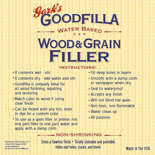 Goodfilla Ash, 1 Gallon (13.5lbs), Wood and Grain Filler, Stainable, Tintable, Sandable, Sandable, Zero Waste, Non-Toxic, USA Made