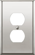 ENERLITES Duplex Receptacle Metal Wall Plate, Stainless Steel Outlet Cover, Corrosion Resistant, Mid-Size 1-Gang 4.88" x 3.11", Stainless Steel 201, 7721M-PC, Polished Chrome