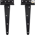 HLMOptimo Heavy Duty T Hinge Tee Hinge T Strap Hinge Shed Hinge Gate Hinge Barn Hinge Fence Hinge Door Hinge Wrought Rustproof All Size Black (2 pcs, 10 inch)