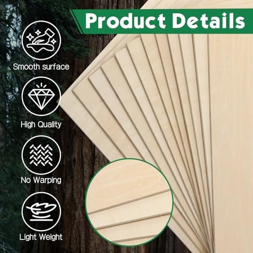 36 Pack 12x12 Basswood Sheets 1/8 Inch, Unfinished Wood for Crafts, Basswood for Laser Cutting & Engraving, Wood Burining, Basswood Plywood Sheets for Architectural Models.