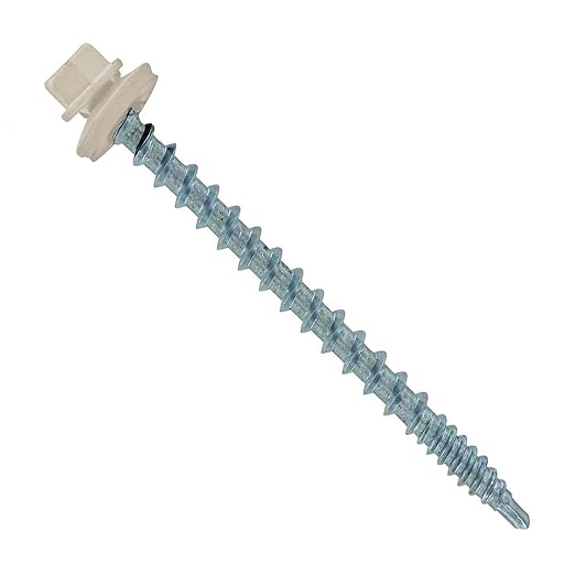 Fasteners Plus ST Fastening #10 x 2-1/2" Kwikseal Woodbinder Metal Roofing Screws Metal-to-Wood Light Stone (Pack of 250)