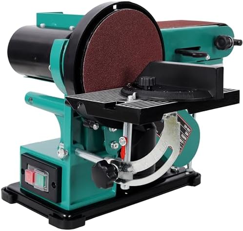 4x36 Inch Belt Sander 6 Inch Disc Sander, 120V Benchtop Sander and Polisher Grinder with Beveling Table, for Woodworking & Metalworking, Green