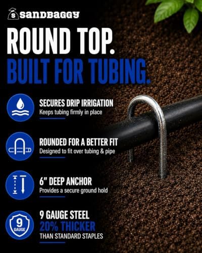 Sandbaggy Galvanized 6-Inch Landscape Staples ~ 9 Gauge Steel - Fabric Pins, Garden Earth Stakes, Ground Cover, Fence Anchors, Lawn Nails ~ Trusted by Organic Farmers Across the USA (1,000 Staples)