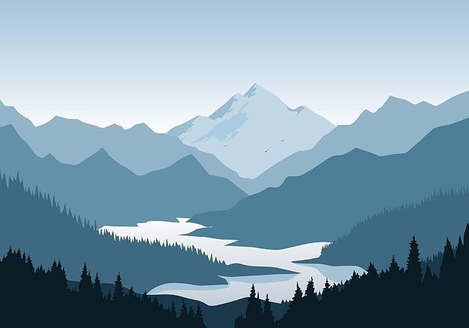 Jdayda Modern Mountain Wallpaper Natural Landscape Woodland Lake | 106"x75" Not Self-Adhesive Wall Mural for Bedroom Living Room