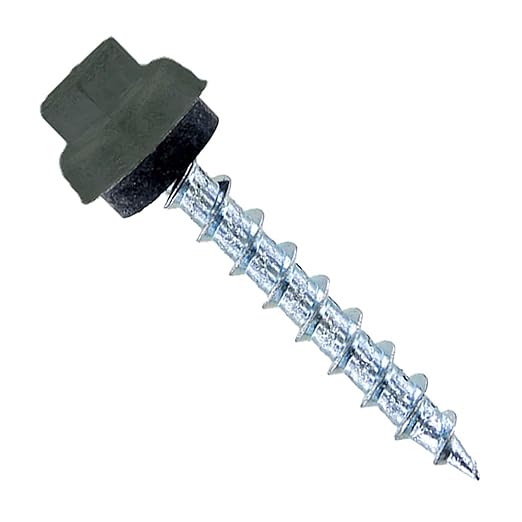 Fasteners Plus ST Fastening ZXL Type 17 Woodbinder Metal-to-Wood #12 X 1-1/2" Forest Green Screws with EPDM Rubber Washer, 250-Count - Designed for Metal Roofing and Siding Panels