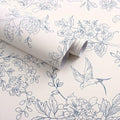 Froluya Cream White and Blue Floral Wallpaper Peel and Stick Wallpaper 17.7"x590.5" Vintage Floral Peel and Stick Wall Paper Removable Boho Self Adhesive Contact Paper for Bedroom Bathroom Vinyl