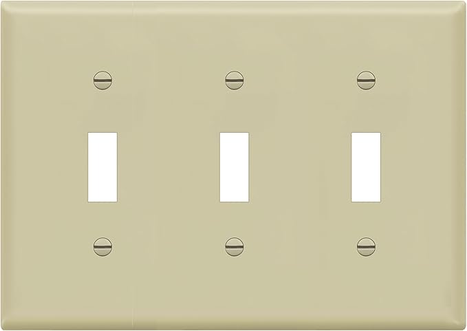 ENERLITES Toggle Light Switch Wall Plate, Gloss Finish, Size 3-Gang 4.50" x 6.38", Unbreakable Polycarbonate Thermoplastic, 8813-I, Ivory