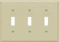 ENERLITES Toggle Light Switch Wall Plate, Gloss Finish, Size 3-Gang 4.50" x 6.38", Unbreakable Polycarbonate Thermoplastic, 8813-I, Ivory