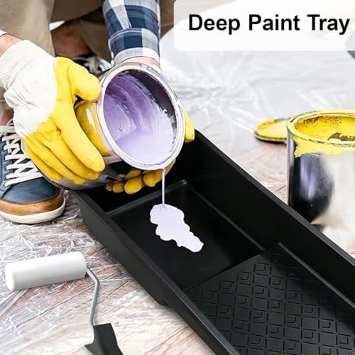 Upgrade Paint Roller Kit, House Painting Tools Set with Paint Tray, Brushes, Scrapers & Extension Pole for Wall Ceiling (Set-C)