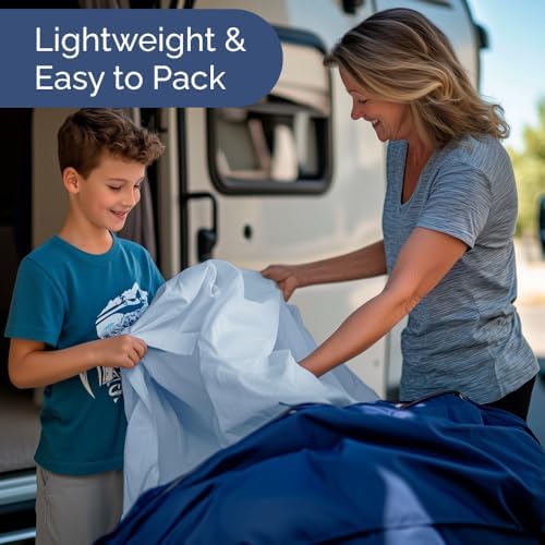Short Queen Size 4 Piece Bed Sheet Set - RV Short Queen Sheets - Light Blue