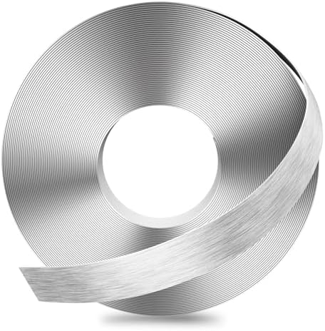 GSCIT Club Silver Edge Banding, 1/2 Inch x 25ft Aluminum Brushed Edge Banding PVC Edge Trim for Cabinet Repair Furniture