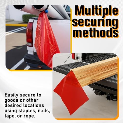 12'' x 12'' Red Lumber Flags Red Safety, 300 Pcs, Non Text