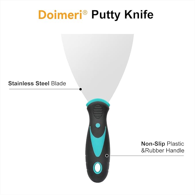 6 Pack Putty Knife, 1” 1.5” 2” 3” 4” 5” Spackle Knives, Premium Stainless Steel Paint Scraper, Perfect Tools for Repairing Drywall, Removing Wallpaper, Applying Mud Plaster