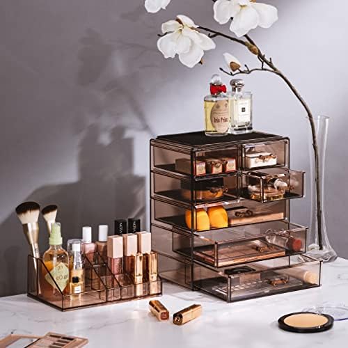 Sorbus Makeup Organizer, 7-Drawer Acrylic 2-Piece Set (Bronze Glow)