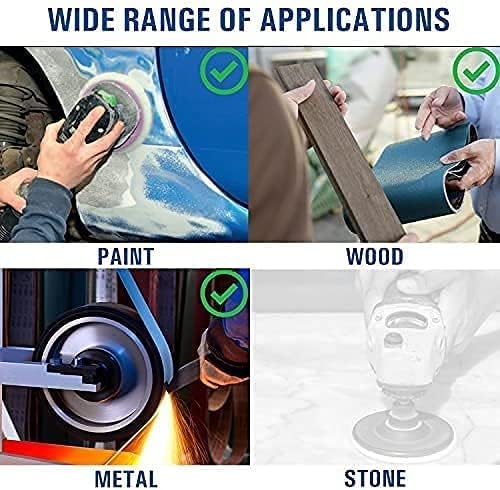 Starcke 5 inch Sanding Discs Hook and Loop Round Sand Paper Discs 50 Pack, Assortment Gold Aluminum Oxide No Hole Hook and Loop Sanding Disc, Orbital Sander Pads - 80, 150, 220, 320, 400 Grit
