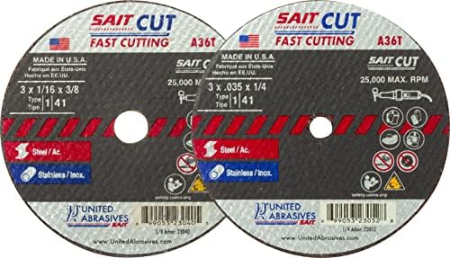United Abrasives-SAIT 23061 A36T Fast Cutting Thin High Speed Cut-Off Wheels 4" x 1/16" x 5/8", 50 Pack