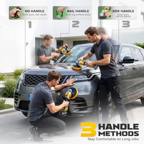 Ecarke Cordless Car Buffer Polisher Kit Compatible with Dewalt 20V Battery(Tool Only), 7-Inch Brushless Rotary Polisher, 7 Variable Speed 6000RPM for Car Polishing/Waxing, 16PCS Polishing Accessories