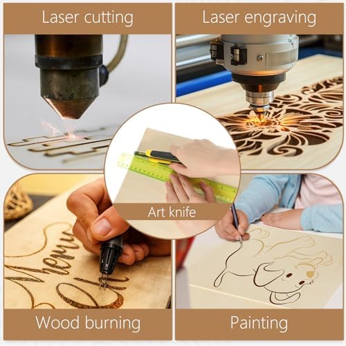 Riakrum Basswood Sheets Plywood Board Unfinished Wood Boards for Crafts for DIY Laser Projects Architectural Mini House Building Hobby Model Making(16 x 16 x 1/16 Inch,36)