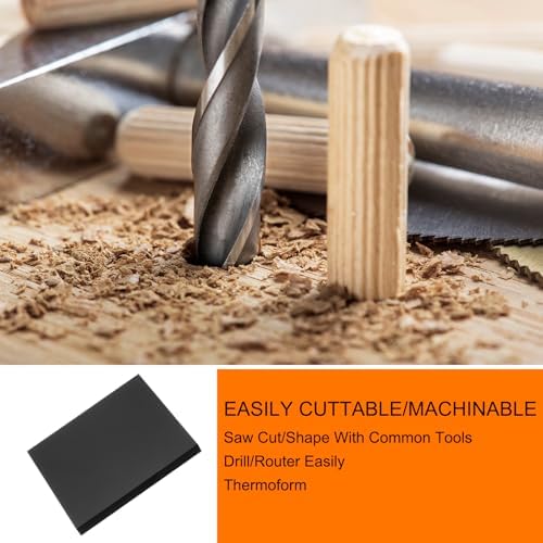 MECCANIXITY UHMW Sheet Ultra High Molecular Weight Polyethylene Sheet, 1/2" Thick Hard HDPE Plastic Sheet Board for Marine Board,DIY Craft, Marine Plywood 6" x 6" Black
