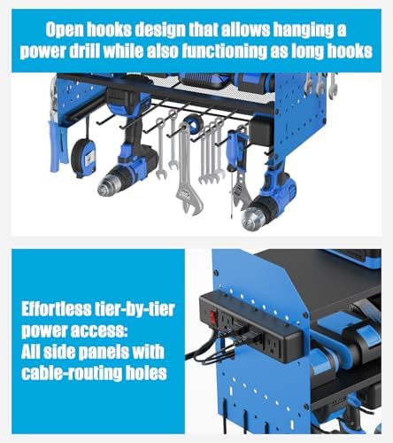 CCCEI Modular Power Tool Organizer Wall Mount with Charging, Blue, 1 Pack