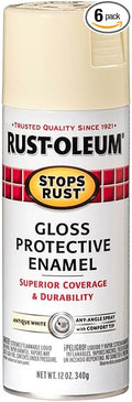 Rust-Oleum 7794830-6PK Stops Rust Spray Paint, 12 oz, Gloss Antique White, 6 Pack