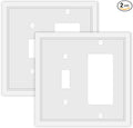 Toggle/Decorator Combo Light Switch Cover Plate White Classic Decorative Switch Plates Cover 2 Gang Wall Plate Cover for Duplex, Toggle, Combo, 2 Pack
