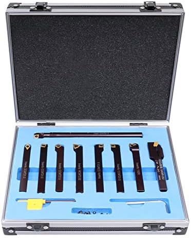 Accusize Industrial Tools 3/8" 9 Pieces/Set, Indexable Carbide Turning Tools and Boring Bar, 2988-0038