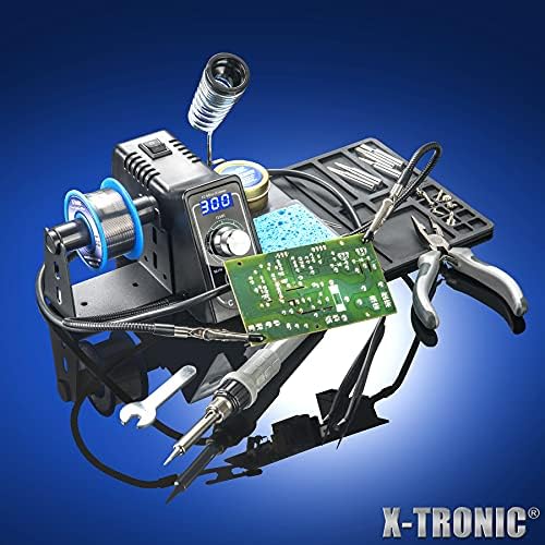 The Original X-Tronic 3020-XTS • 75W Soldering Iron Station Kit • 2 Helping Hands • 5 Extra Tips • Roll of Solder • Brass Sponge & Flux • Tweezers • Solder Sucker • °C/°F Toggle & Sleep Features!