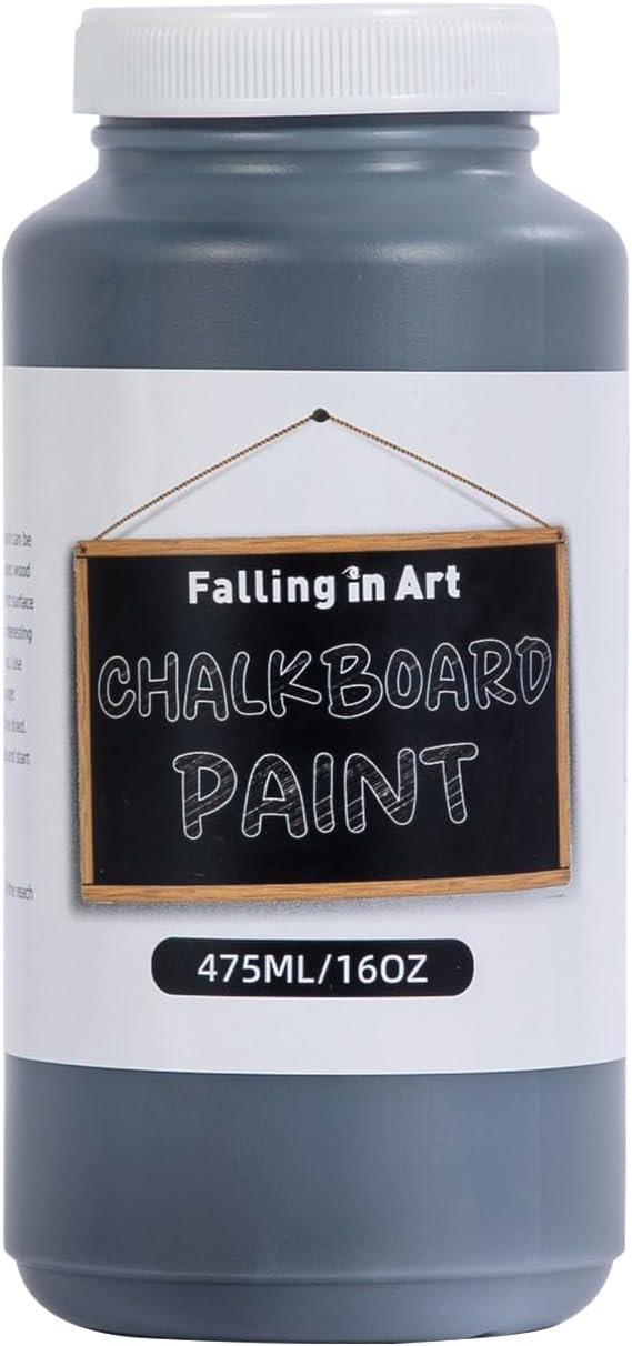 Falling in Art Chalkboard Paint, 16 Oz Black Chalkboard Paint Use on Walls, Doors, Paper, Wood, Ideal for Decorations and DIY Projects