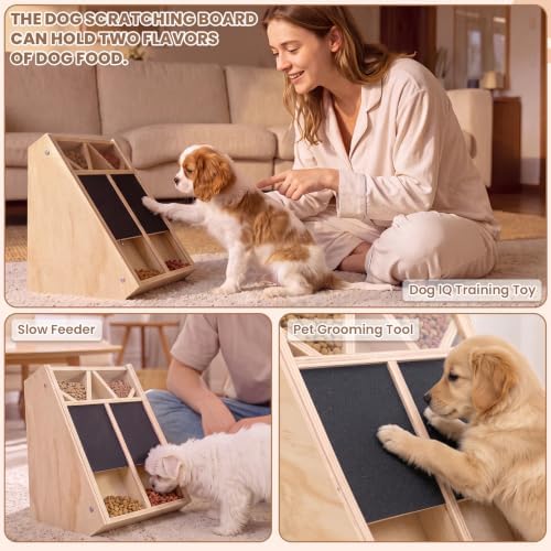 Yookeer Dog Nail Scratch Board with 2 Treat Box for Small Medium Dogs