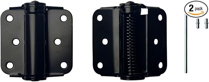 QCAA Heavy Duty Adjustable Spring Hinge, Thicker, 3", Black,Made in Taiwan, 2 Pack