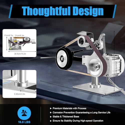 1" x 30" Belt Sander Bench Grinder, 550W Desktop Belt Knife Sharpener Belt Sander Vertical Horizontal Belt Polisher Sharpener Grinder with Brushless Motor Rotating Sanding Angle for Knife Making