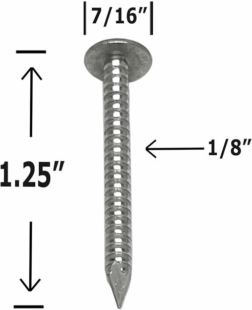 (100) 1.25”-RING SHANK ALUMINUM - ROOFING SIDING NAILS - Vinyl & Aluminum Siding & Facia Trim Nail – Aluminum metal secure holding Ring Shank nail – 1.25 in